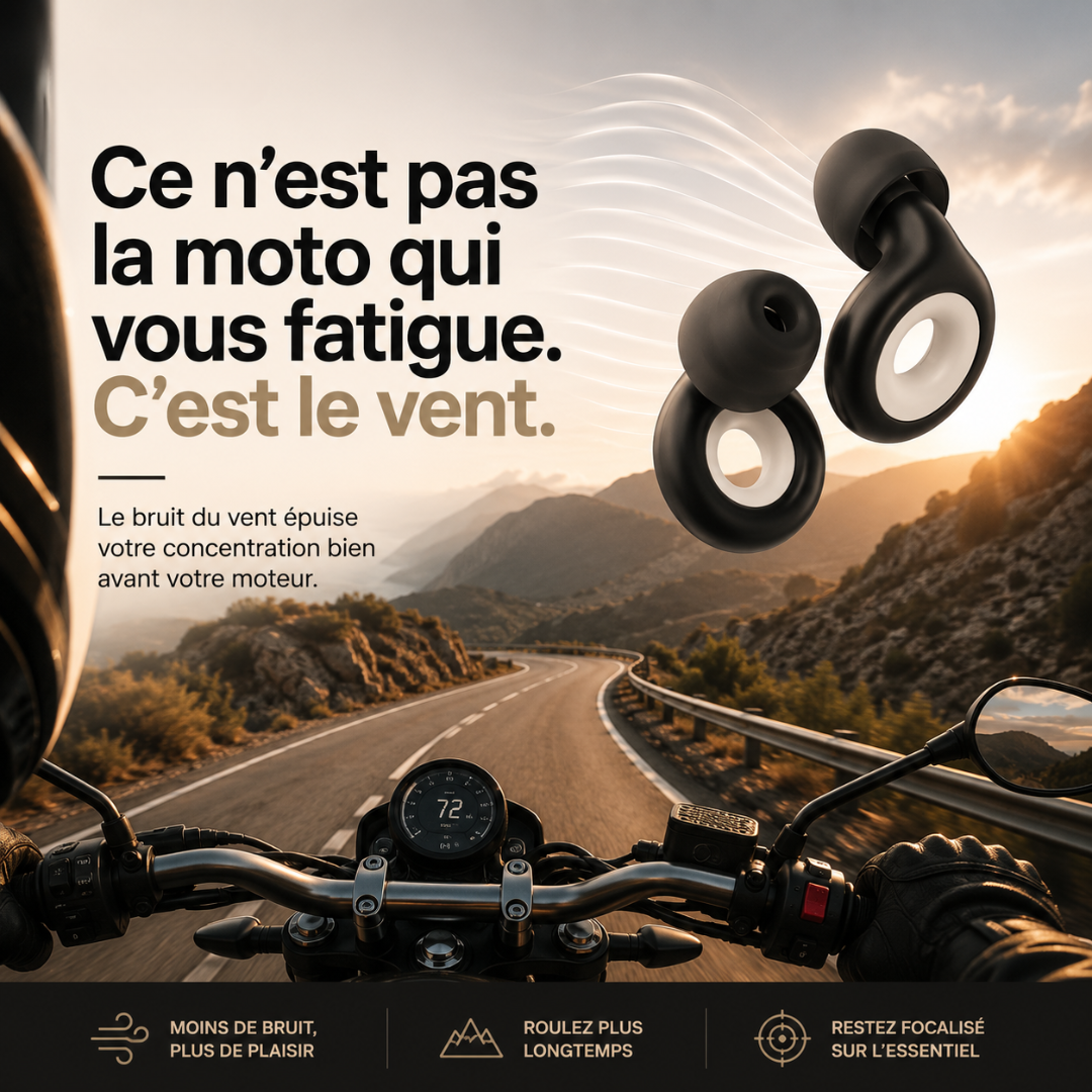 Rayder Silence™ — Bouchons d'oreilles moto anti-bruit de vent