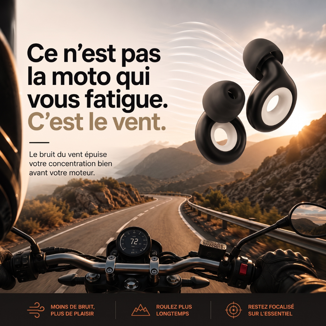 Rayder Silence™ — Bouchons d'oreilles moto anti-bruit de vent