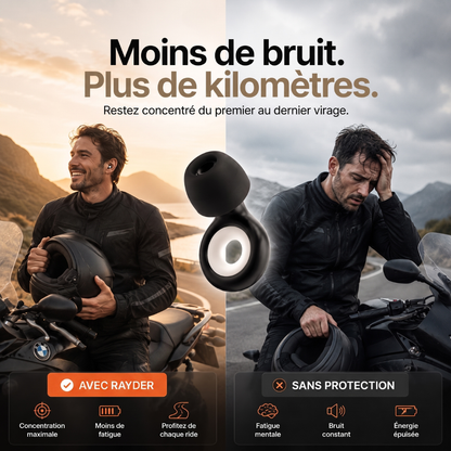 Rayder Silence™ — Bouchons d'oreilles moto anti-bruit de vent