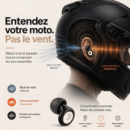 Rayder Silence™ — Bouchons d'oreilles moto anti-bruit de vent