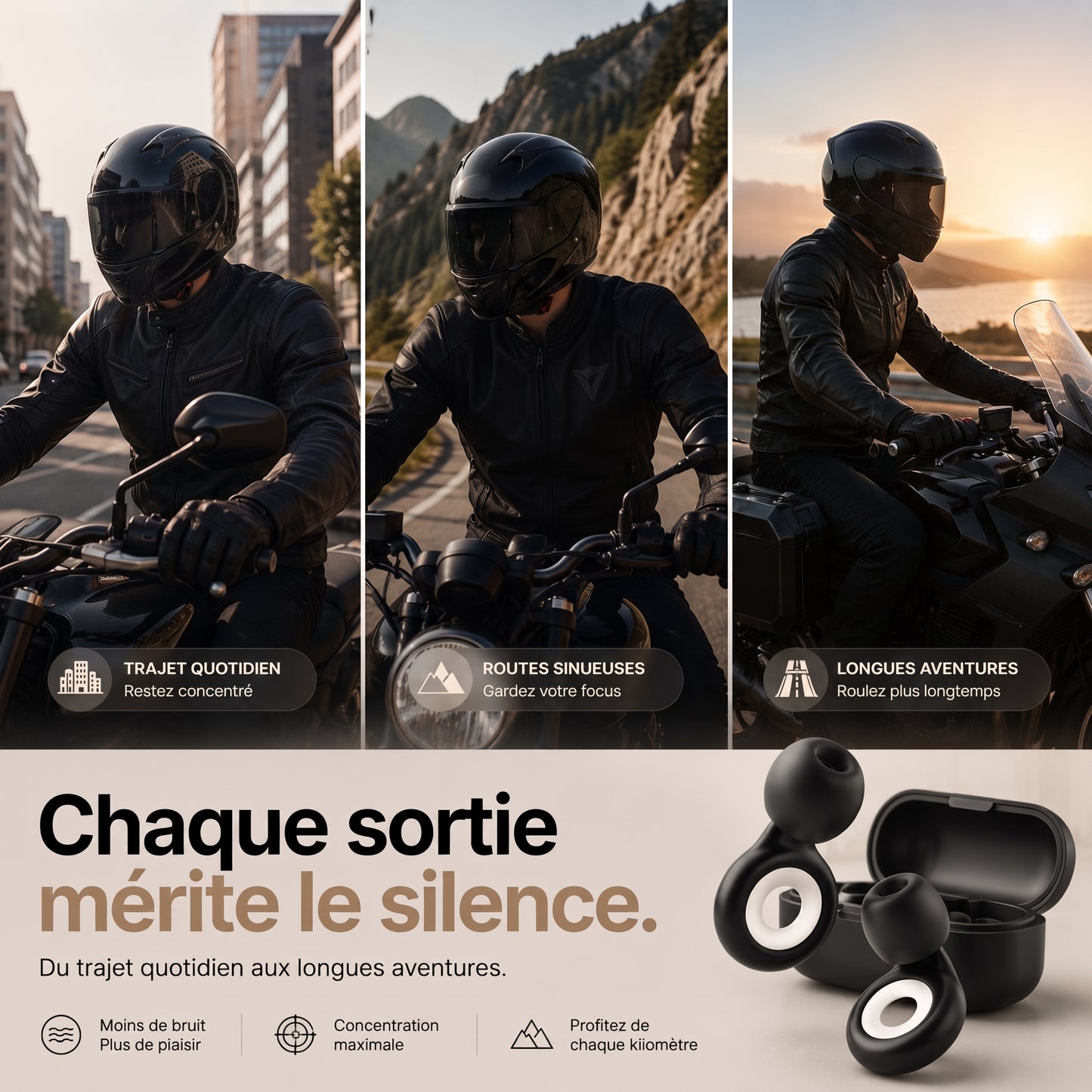 Rayder Silence™ — Bouchons d'oreilles moto anti-bruit de vent